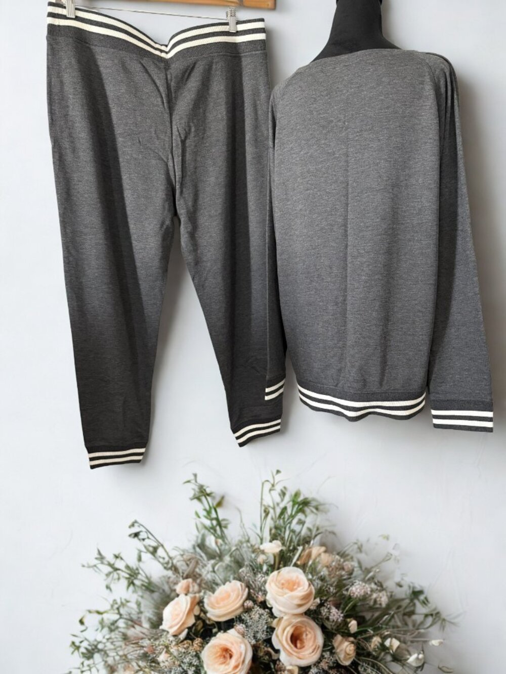Two Piece Gray & White Track Set - Never Worn - Picture 2 of 4